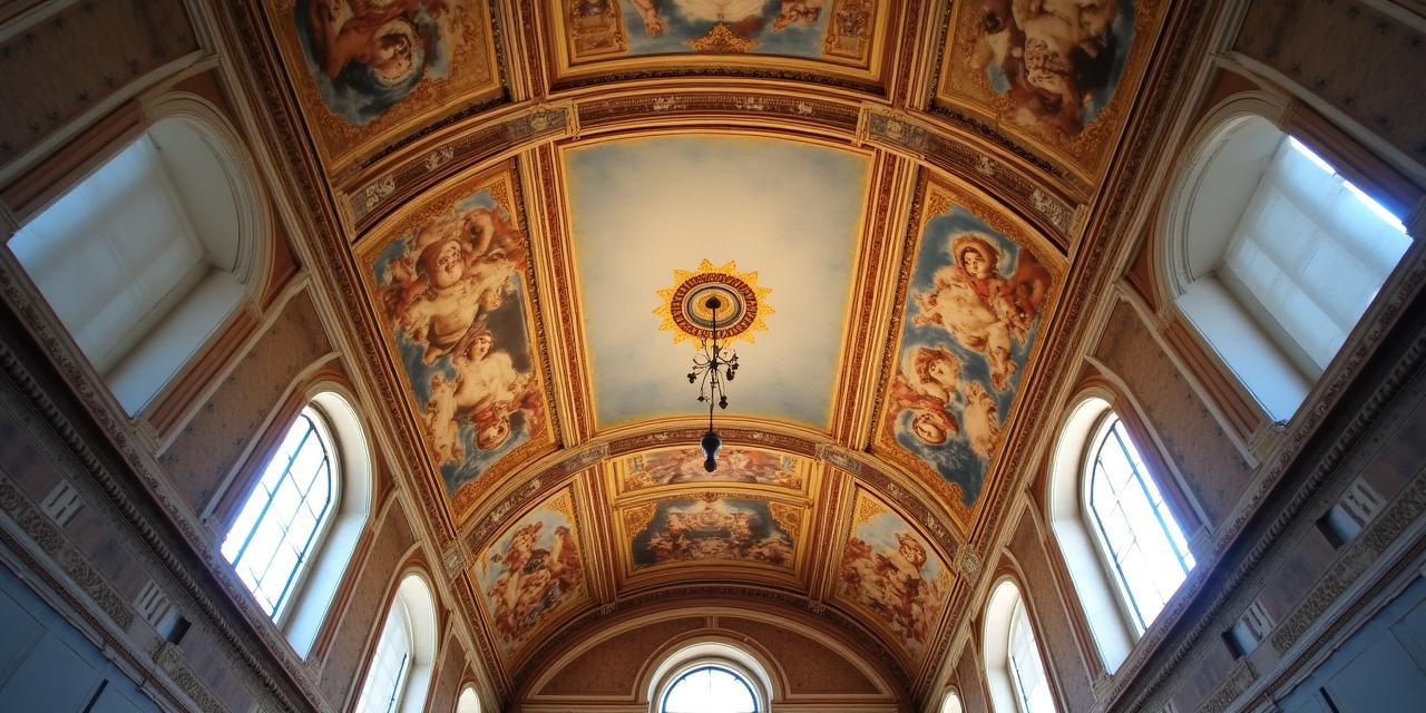 Un magnifico affresco rinascimentale su un soffitto a volta a Roma